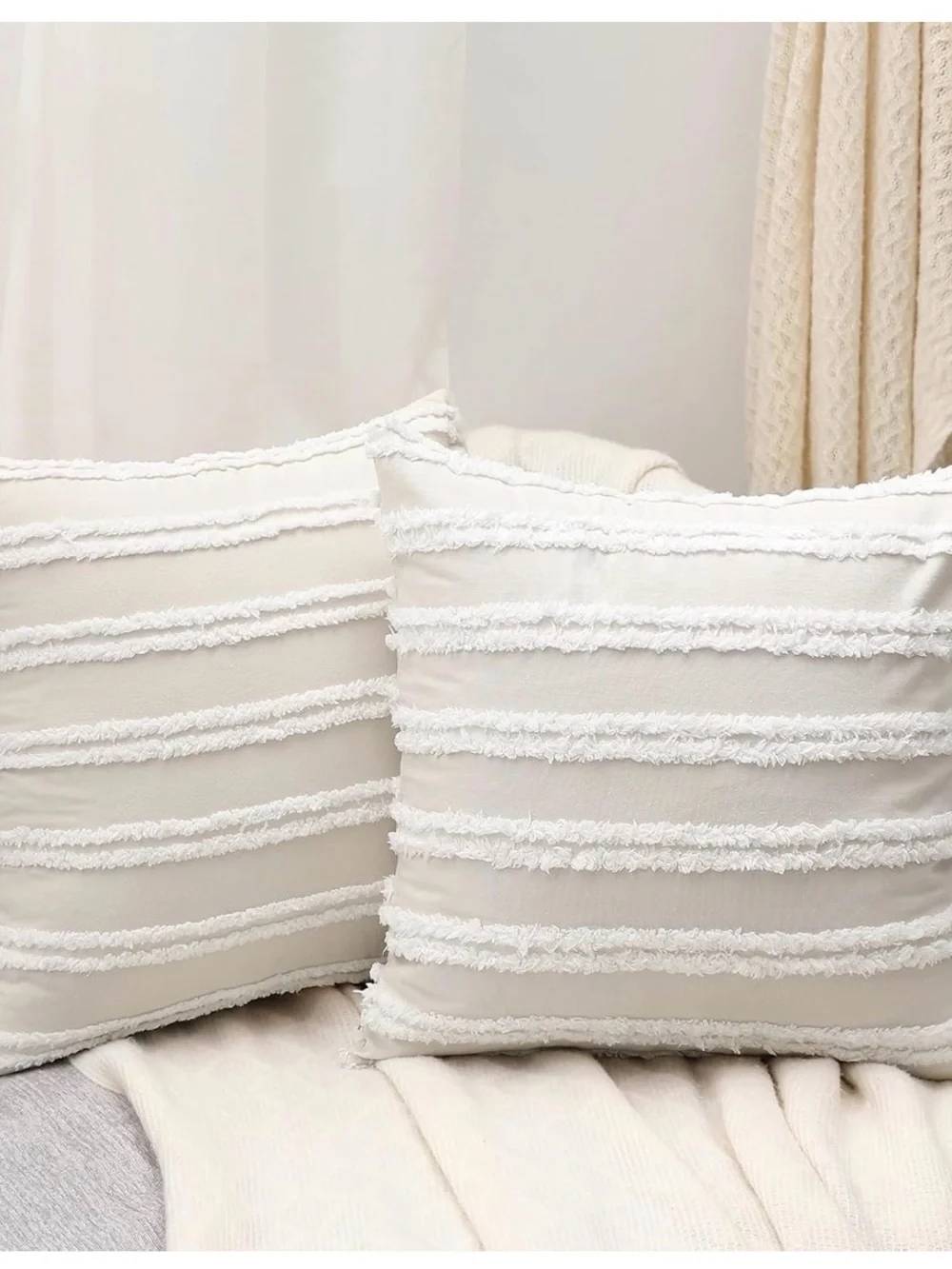 Cream Textured 18x18 pillow case set of 2